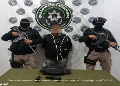 GUARDIA CIVIL MUNICIPAL ASEGURA A MASCULINO EN POSESIÓN DE ARMA DE FUEGO EN COLONIA RANCHO PAVÓN